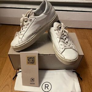 Golden goose with box and duster bag, worn a few times so they have some imperf.